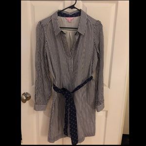 Lily Pulitzer Navy and White Pinstripe Dress